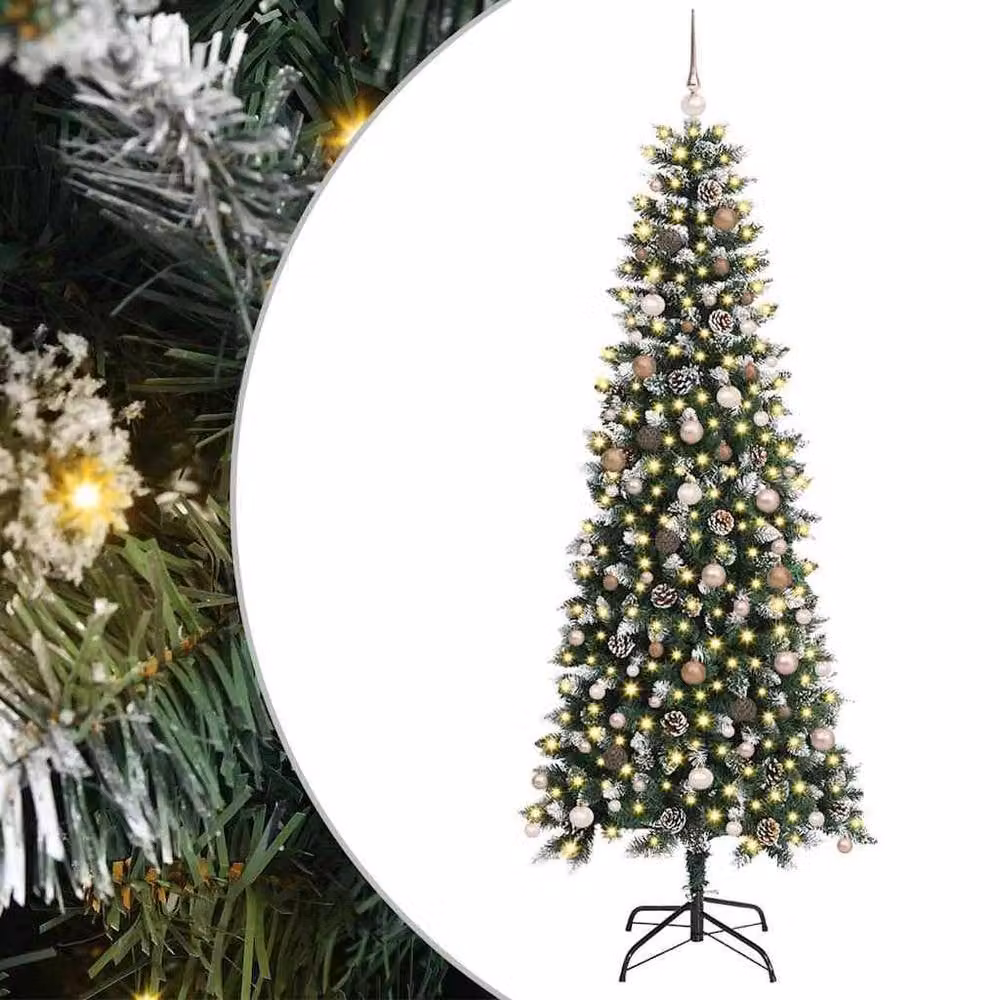 Berkfield Home Artificial Christmas Tree with 300 LEDs, Green, W/D/H: 96 x 96 x 240 cm – 2