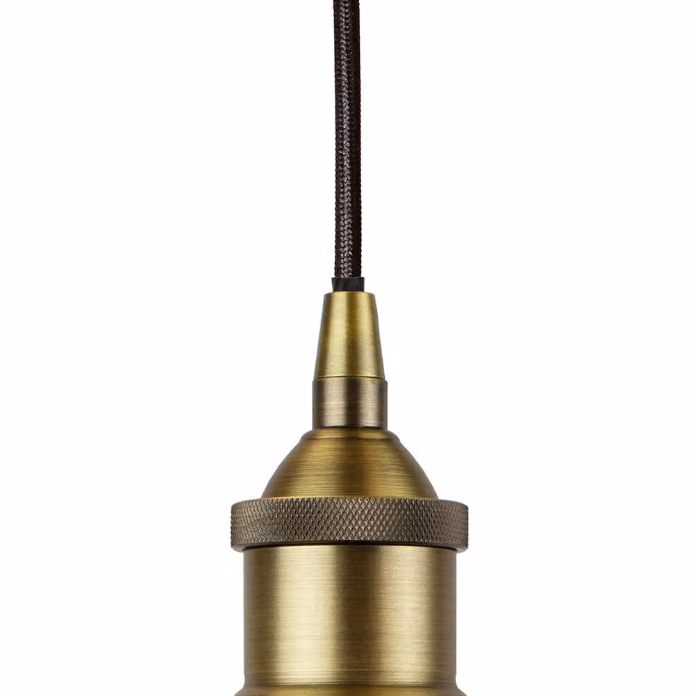 SE Home Worcester Pendant Light in Pale Grey with Matt Antique Brass and Black Details – 1
