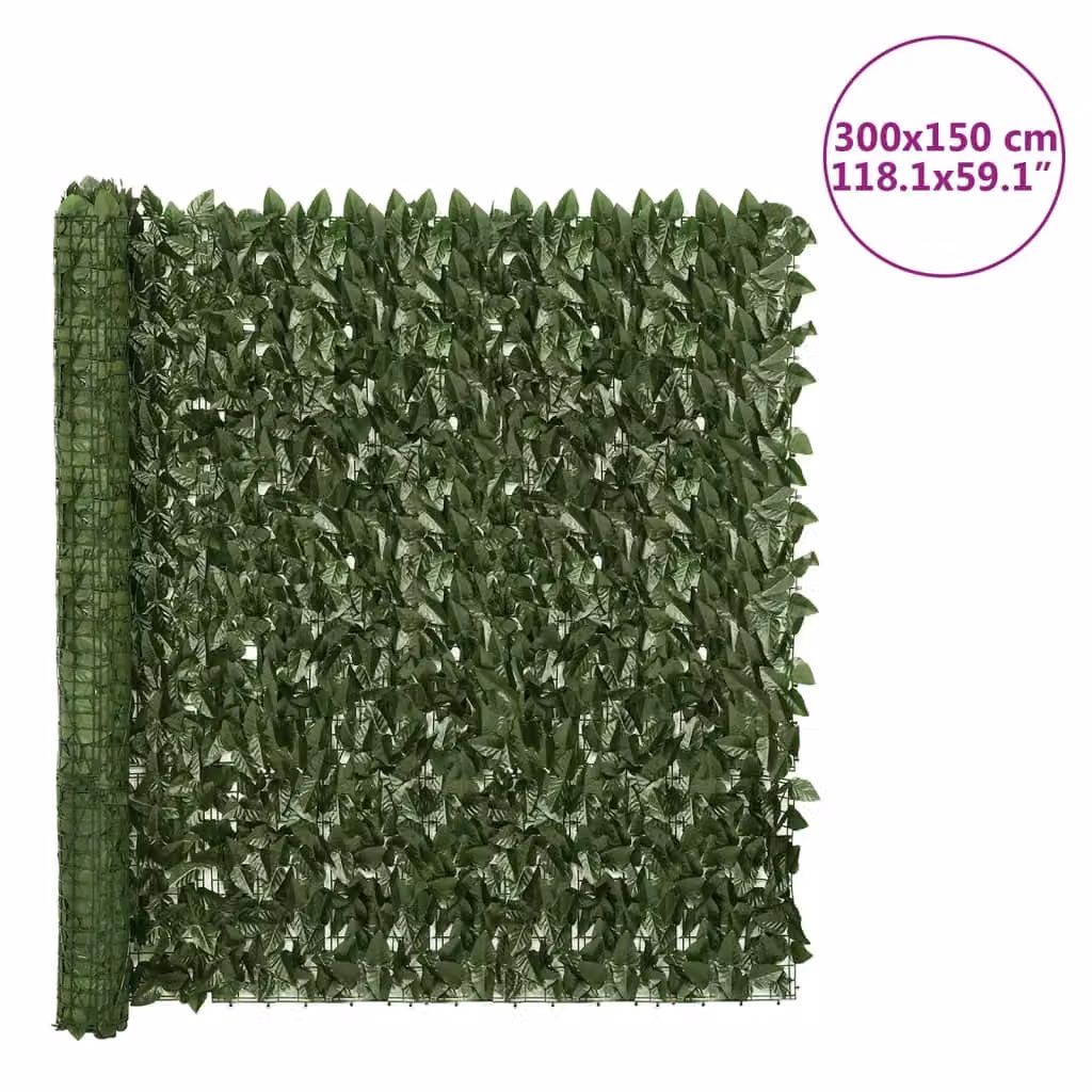 Berkfield Home Artificial Hedge Balcony Privacy Screen with Dark Green Leaves, W: 300 cm, H: 150 cm – 5