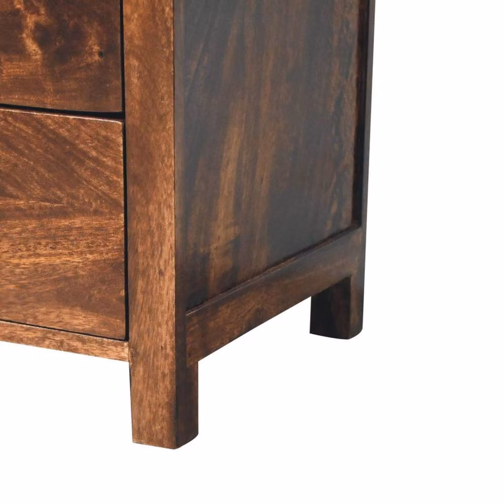 STILVORA Mango Wood Bedside Table with 3 Drawers in Brown – 3