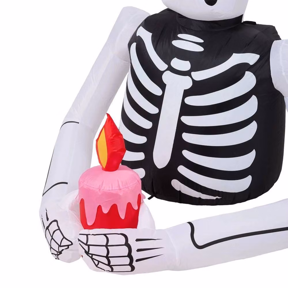 Kelvenix Halloween Skeleton Blow-up Yard Decoration with Built-in LED, White and Multicolour, Height: 190 cm – 3