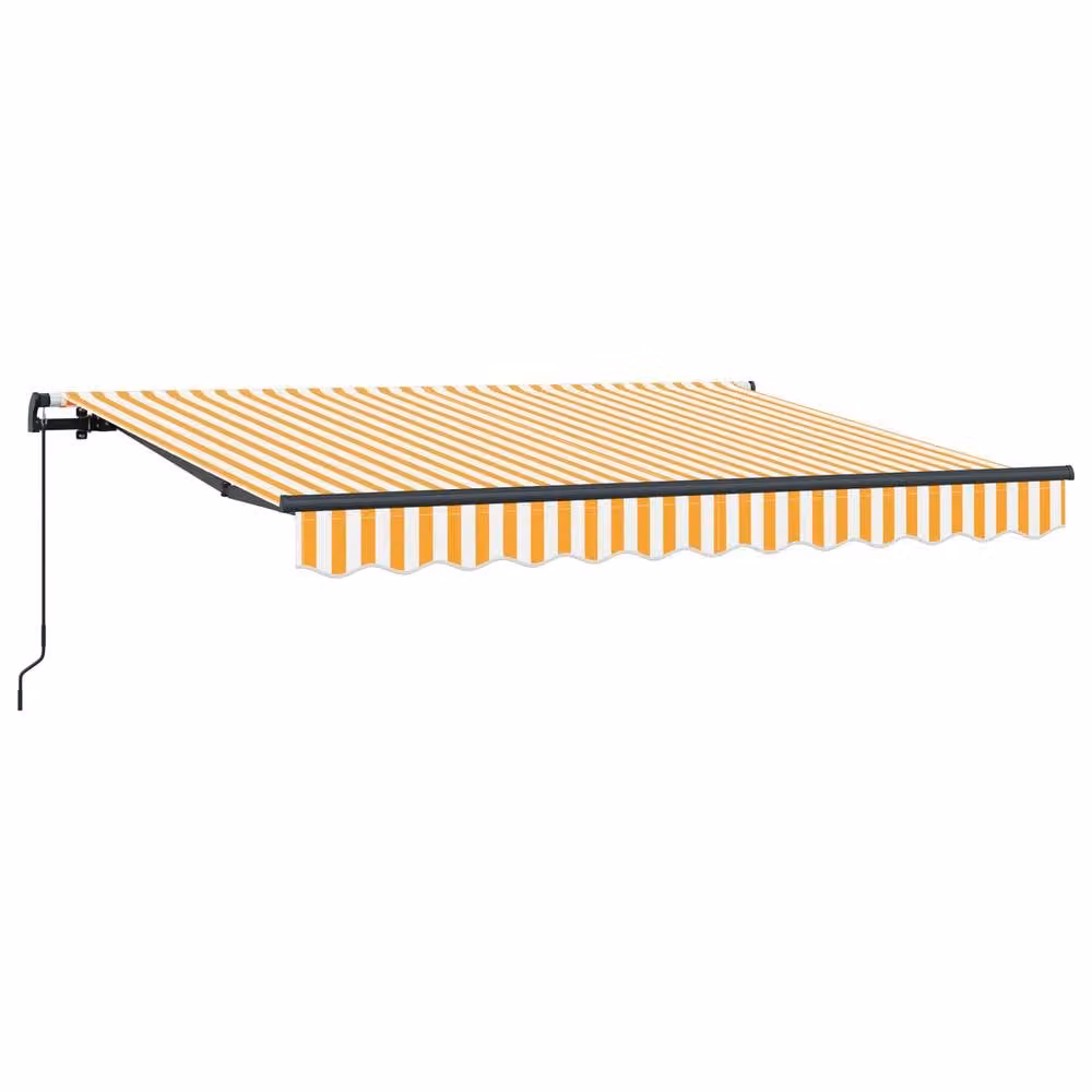 Berkfield Home Manual Retractable Folding Arm Awning in Yellow, White and Anthracite, W/D/H: 300 x 195 x 200 cm – 2