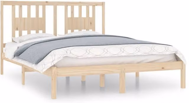Berkfield Home Rustic Solid Wood Pine Bed Frame in Sand, W/D/H: 160 x 200 cm