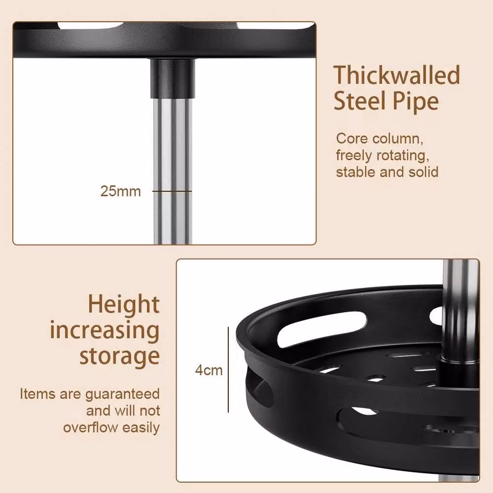 EONLION 3 Tier Rotating Metal Spice Rack in Black – 3