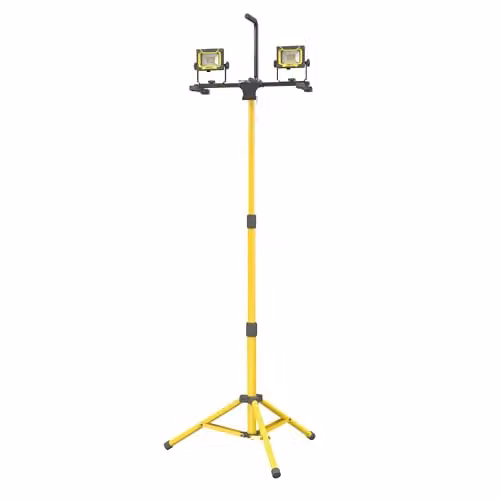Lighthouse 4000 Lumen LED Twin Site Work Light with 1.8m Collapsible Tripod, 36W, 110V, Yellow