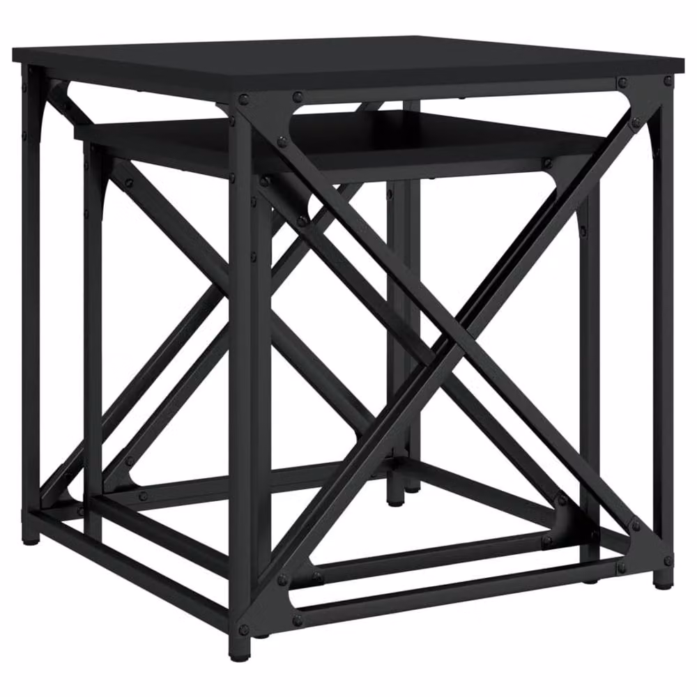 Berkfield Home Nesting Coffee Tables, 2 Piece Set in Black Engineered Wood – 4