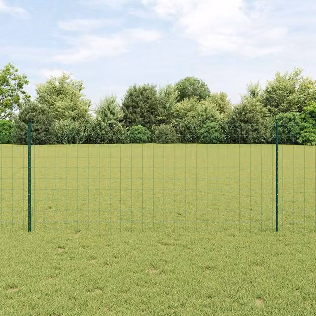 Berkfield Home Garden Green Steel Rectangular Fence Set of 2, H: 1 m, W: 25 m