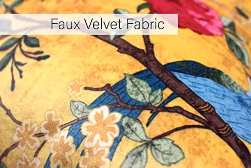 Paoletti Gold and Pink Floral Velvet Square Cushion with Hollow Fibre Filling, W/D/H: 50 x 50 x 5 cm – 3