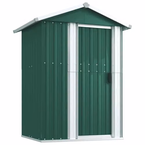 vidaXL Green Galvanised Steel Gable Garden Shed W/D/H: 126 x 97.5 x 177 cm