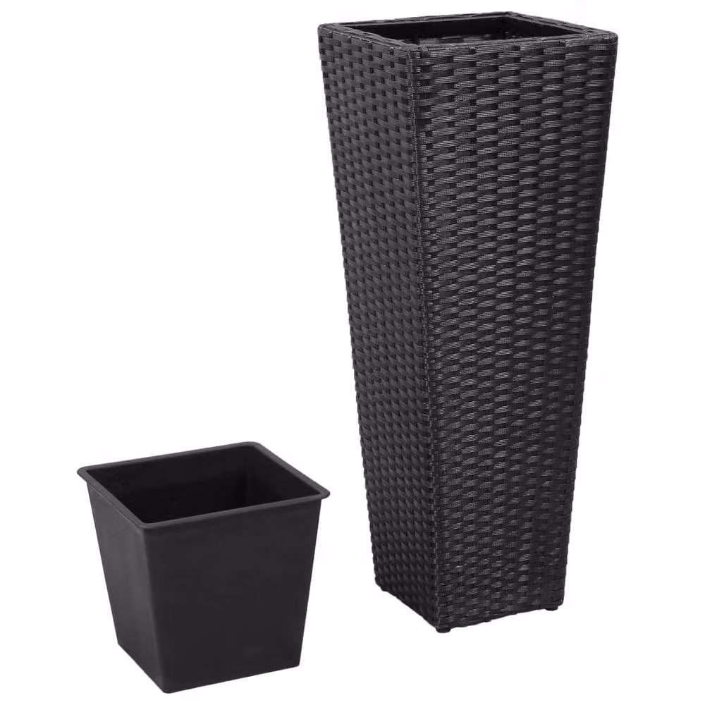 Berkfield Home Garden Set of 3 Black Poly Rattan Raised Beds – 3