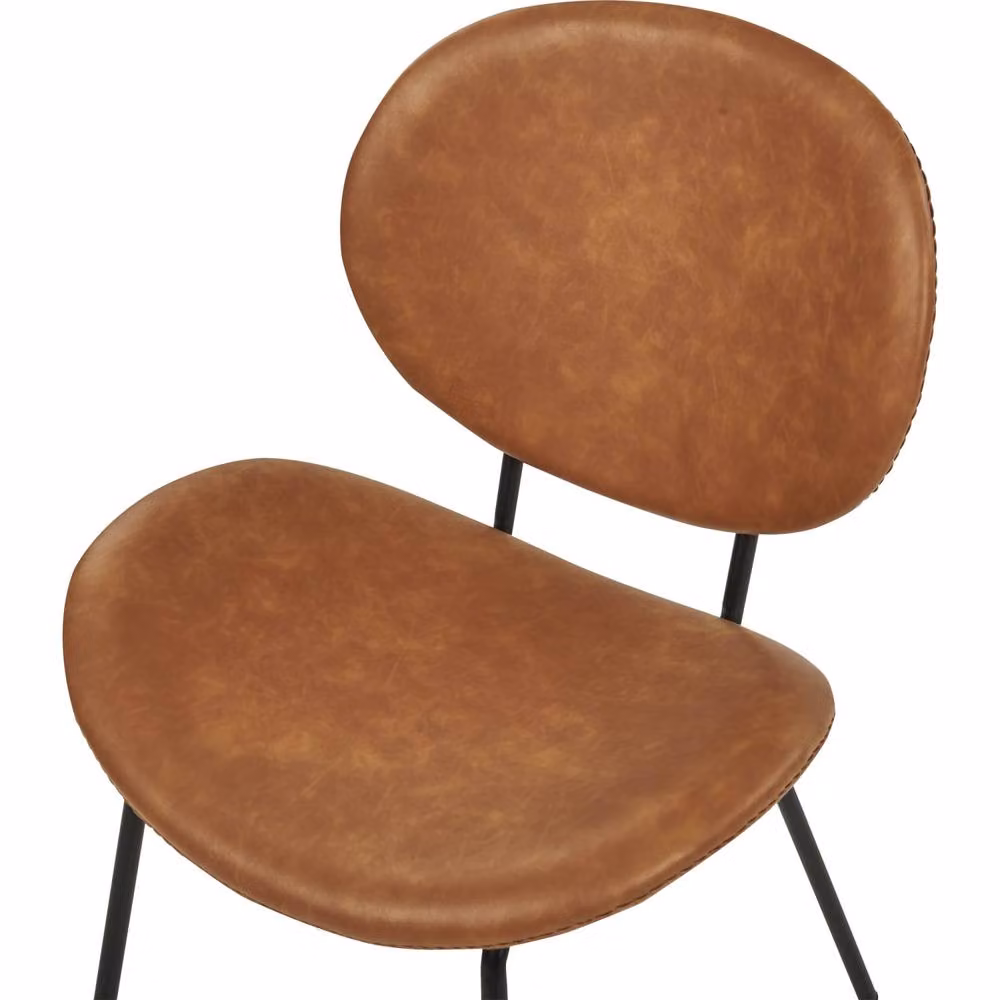 Wyld and Coco Set of 2 Armless Dining Chairs in Golden Brown Faux PU Leather – 3