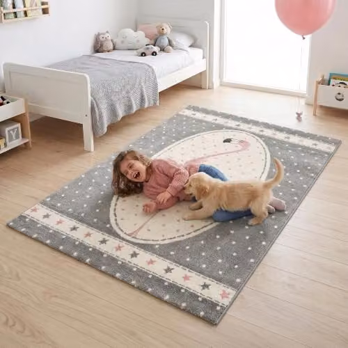 Bravich Pink and Grey Flamingo Kids Rug, W: 120 cm, D: 170 cm, OEKO-TEX Standard 100 Certified Soft Anti-Allergic Play Mat for Bedrooms and Nurseries – 2