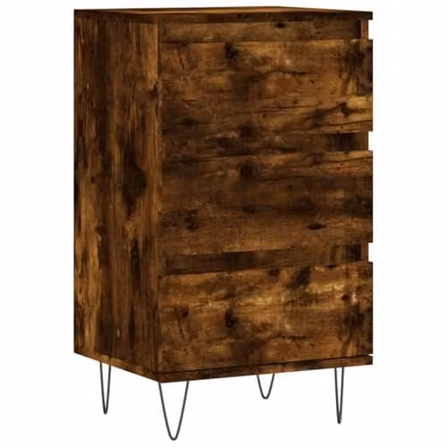 vidaXL Modern Sideboard in Brown Engineered Wood and Metal, W/D/H: 40 x 35 x 70 cm