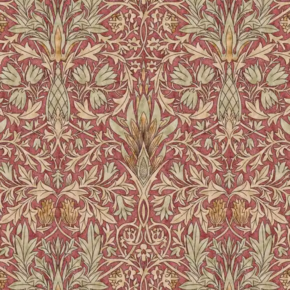 William Morris Snakeshead Digitally Printed Fabric in Multicolour and Red