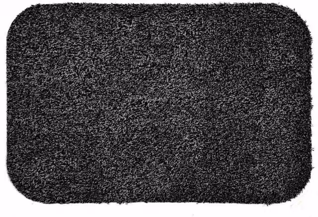 FWStyle Jasper Cotton Anti Slip Dirt Stopper Door Mat, Black, W: 75 cm, D: 50 cm