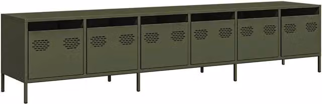 Berkfield Home Industrial TV Cabinet in Matt Olive Green, W/D/H: 202 x 39 x 43.5 cm – 1