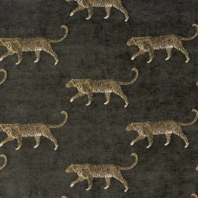 Terrys Leopard Fabric in Grey and Black