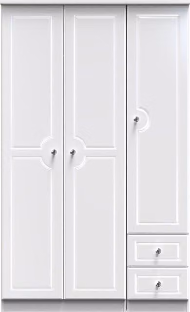 Ready Assembled 2 U Stratford Tall Triple Plain Wardrobe with Drawer in White