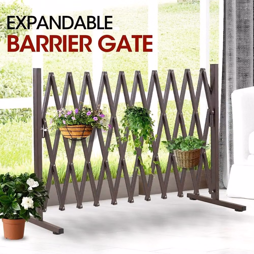 VOGREX Expandable Metal Pet and Baby Gate, Brown, 3.3 m – 3