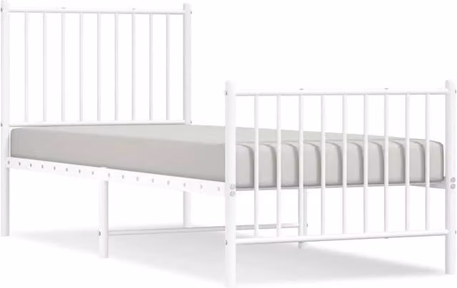 Berkfield Home Metal Bed Frame with Headboard and Footboard in White, W/D/H: 80 x 200 cm – 1