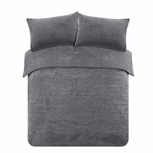 Brentfords Super King Teddy Fleece Duvet Cover Set with Pillowcases, Grey, W/D/H: 200 x 200 cm – 4