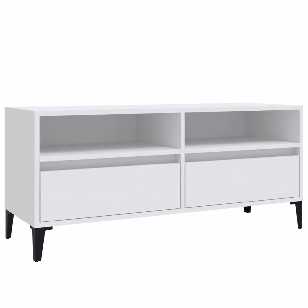 Berkfield Home Classic TV Cabinet in White, W/D/H: 100 x 34.5 x 44.5 cm – 2