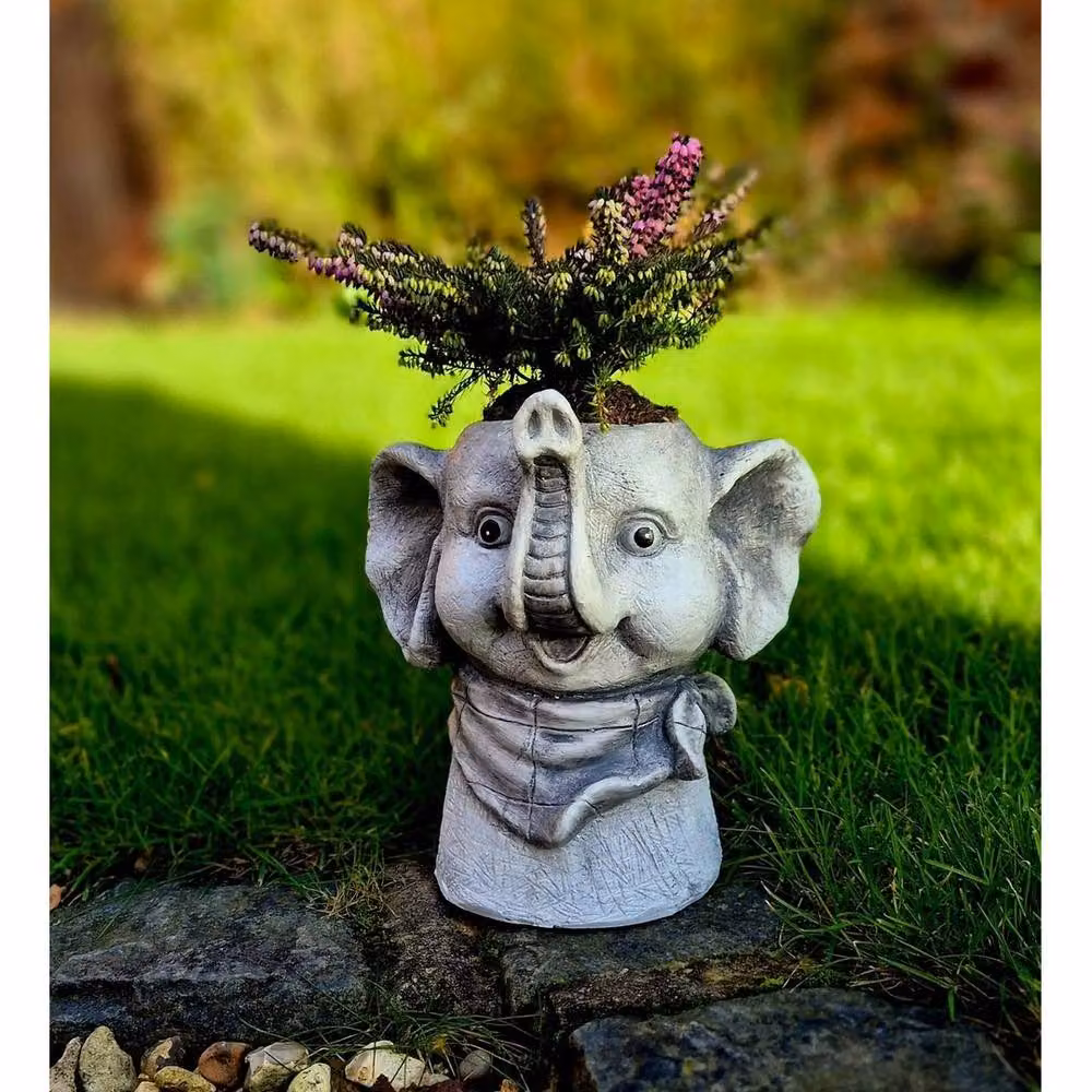 SPETLEK Grey Plastic Ornamental Garden Plant Pot Planter – 4