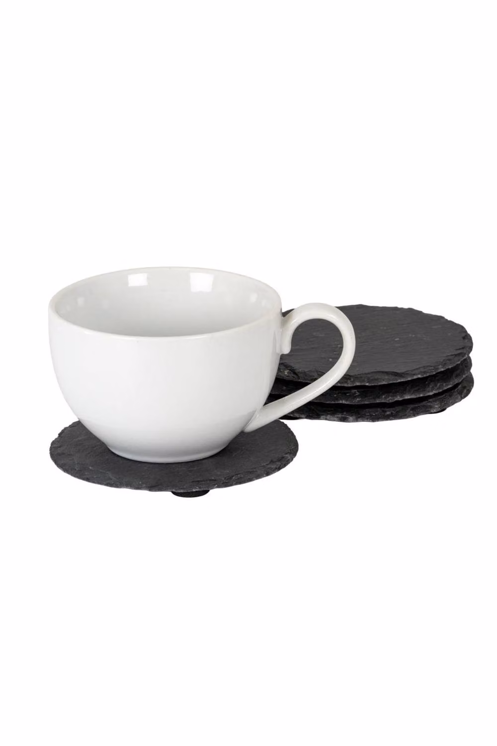KDMD Set of Four Round Black Slate Coasters with Natural Texture – 2