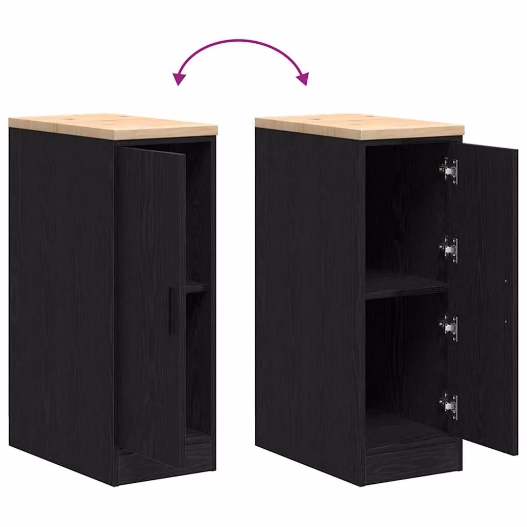 Berkfield Home Black Solid Wood Pine Garage Storage Cabinet with Hinged Doors, W/D/H: 30 x 51 x 85 cm – 5