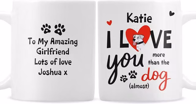 Personalised Memento Company I Love You More Than The Dog Ceramic Mug in White