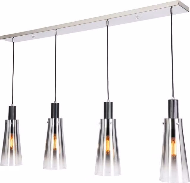 Litecraft Visconte Atrani Modern Cone Pendant Ceiling Light with Glass Ombre Shade in Black