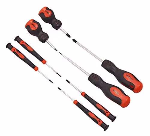 Amtech L0810 8 Piece Manual Screwdriver Set in Black and Red