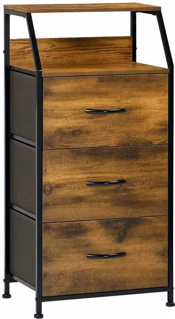 Havendro 3-Drawer Storage Cabinet with Display Shelves in Brown and Multicolour Industrial Design – 1