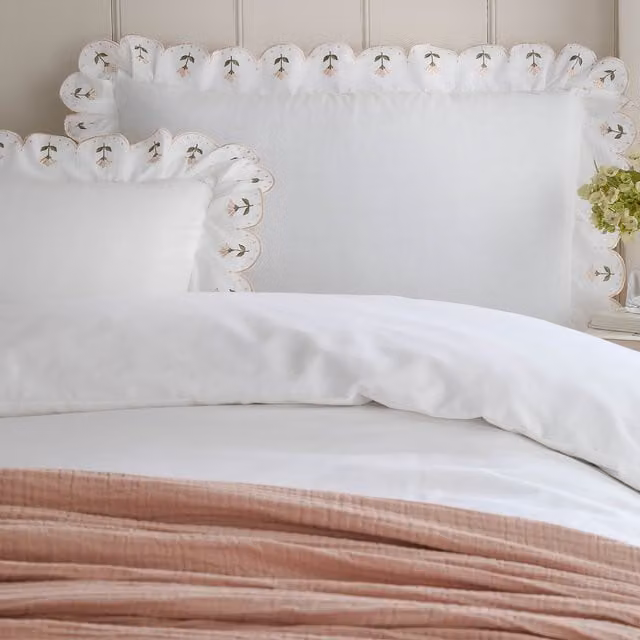Make It A Home Florrie Cotton Percale Pillowcase Set in Pink and White Floral Design