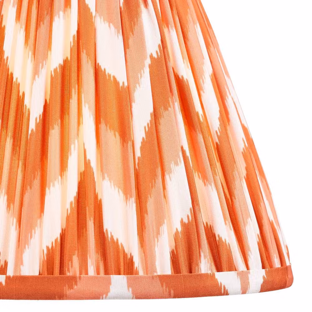 Netlighting Higgledy Gloss Green Table Lamp with Orange Fabric Zigzag Shade, Diameter: 25 cm, E14 – 3