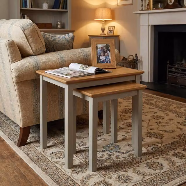 FWStyle Taberno Nest of 2 Tables in Sage Green Oak Veneer