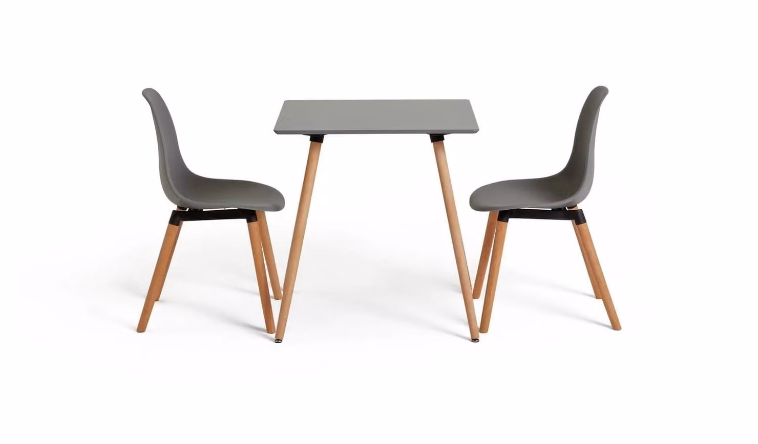 Cheap Furniture Warehouse Berlin Grey Dining Table and 2 Chairs Set with Square Wood Table and Retro Design
