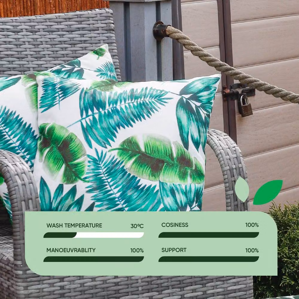 Gardenwize Pack of 2 Green Floral Botanical Print Outdoor Square Scatter Cushions – 3