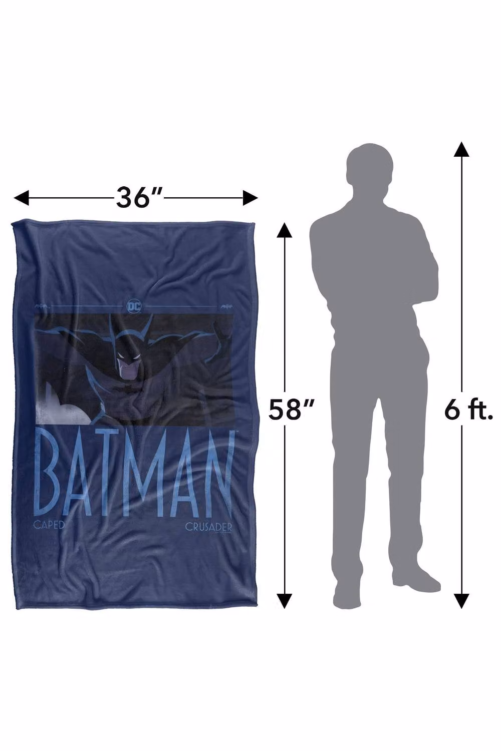 Warner Bros. Batman Caped Crusader Animated Series Comic Strip Super Soft Fleece Throw Blanket, Multicolour, W/D/H: 152.4 x 127.0 x 1.0 cm – 7