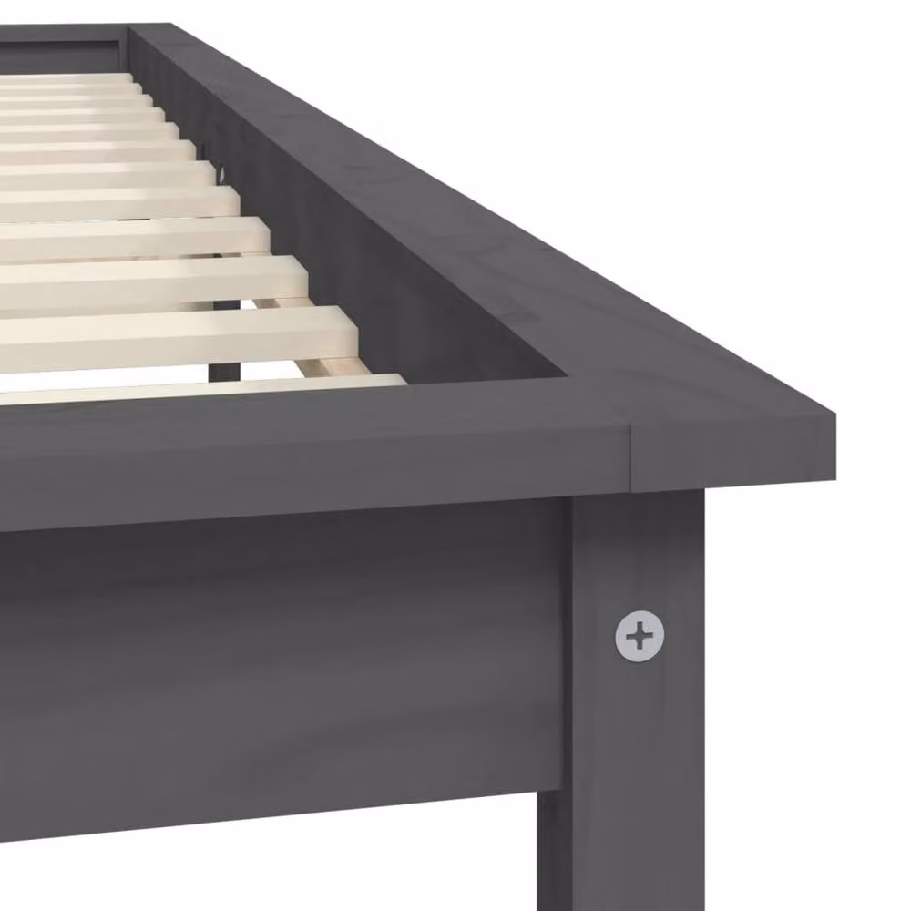 Berkfield Home Modern Small Double Pine Wood Bed Frame, Grey, W/D/H: 120 x 190 cm – 2