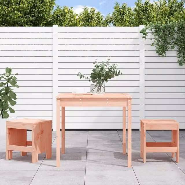 Berkfield Home 3 Piece Douglas Solid Wood Garden Bistro Set in Brown – 1