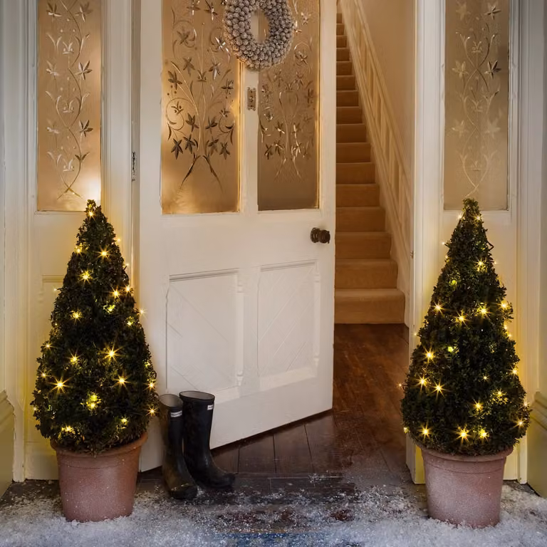 Lights4fun 2 Pack Waterproof Battery Operated Christmas String Fairy Lights with 50 Warm White LEDs, 5m Green Cable and Timer