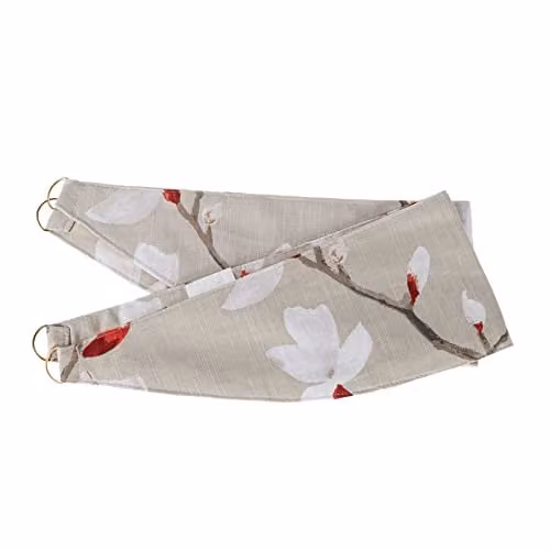 Homescapes Anita Floral Tie Back Pair in Red and Beige