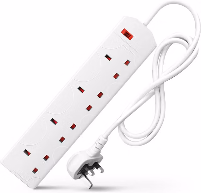 DESIRETECH 4-Gang White Extension Lead with 1 Metre Cable