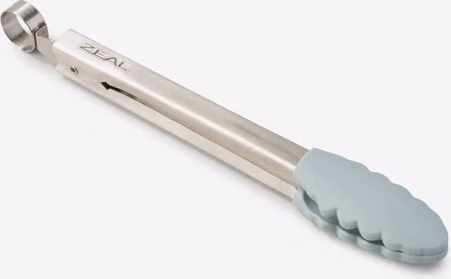 Zeal Silicone Non-Stick Mini Cooking Tongs with Stainless Steel Handle, Blue, 20 cm