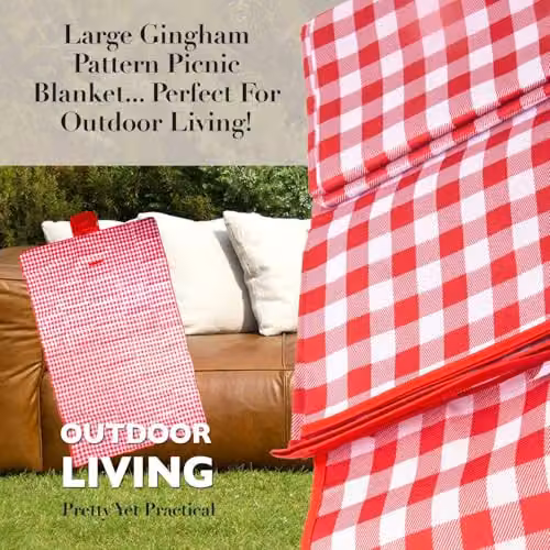 VFM Red Waterproof Picnic Blanket with Carry Handle – 4