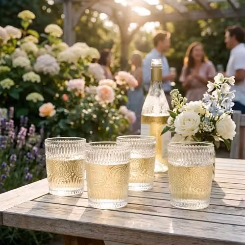 Argon Tableware Amore Floral Glass Tumblers, Transparent, 300ml, Pack of 12 – 3