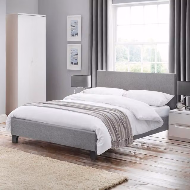 Julian Bowen Rialto Upholstered Fabric Bed in Grey