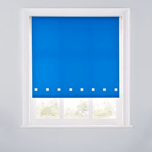A.Unique Home Trimmable Square Eyelet Roller Blind in Royal Blue, W: 90 cm, H: 170 cm