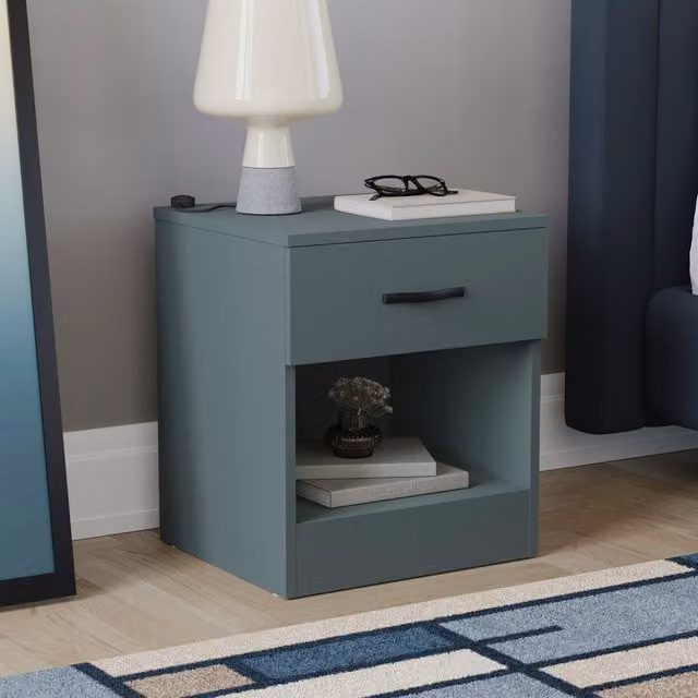 Vida Designs Riano 1 Drawer Bedside Table Chest Nightstand in Jasper Green
